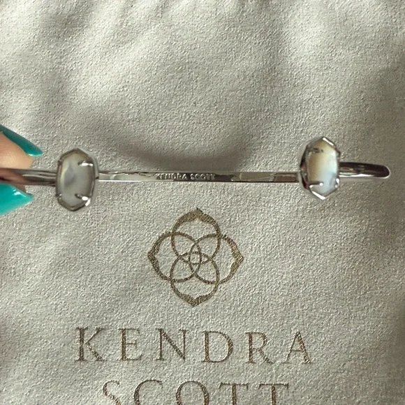 Kendra Scott Edie Cuff Bracelet Silver tone with Opal stones - Picture 2 of 5